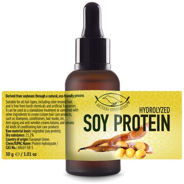 HYDROLYZED SOY PROTEIN - Liquid - for Homemade Cosmetics, Creams, Lotions, Serums - All kinds of Conditioning Hair Care Products - 1 oz