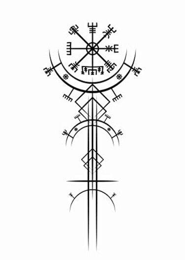 6 Sheets Temporary Tattoos for Women Adults Ancient Viking Art Deco Vegvisir Navigation Compass Temporary tattoo for Men for Woman Neck