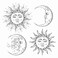 Stars 6 Sheets Temporary Tattoos for Women Adults Boho Flash Design Art Sun Moon Antique Style Temporary tattoo for Men for Woman Neck Arm