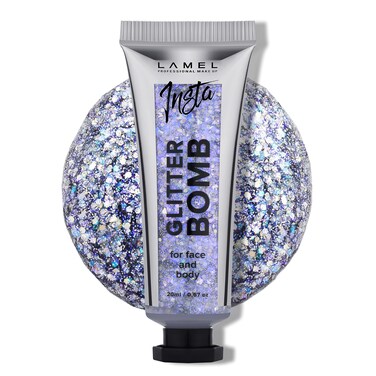 LAMEL Insta Glitter Bomb: Quick-Dry Holographic Face &amp; Body Glitter Gel   Long-Lasting Shine &amp; Effortless Removal   Perfect Face Glitter Makeup &amp; Body, Hair Shimmer   Vegan &amp; Cruelty Free -0.67 fl.oz