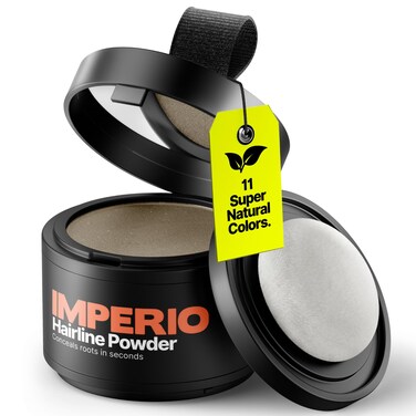 IMPERIO Root Touch Up Hair Powder for Concealing Hair Loss instantly - Hairline Powder for Women &amp; Men - Water resistant Root Cover Up for Thinning Hair in Premium Hairdressing Quality (Light Brown)