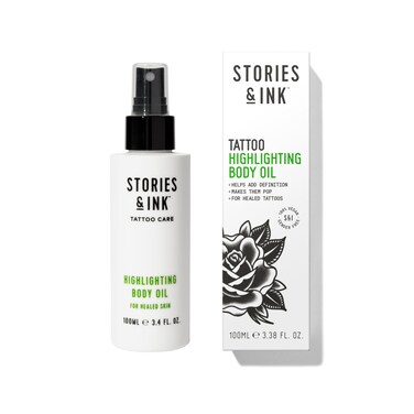 Stories &amp; Ink Tattoo Aftercare   HIGHLIGHTING BODY OIL - For Healed Tattoos, Refreshes Faded Tattoos for Instant Tattoo Glow, 100 mL / 3.4 Fl Oz