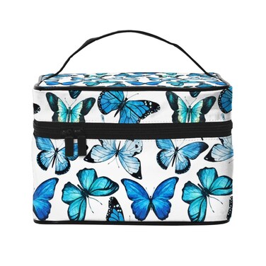 Butterfly Travel Makeup Bag for Women Large Cosmetic Bags Portable Makeup Organizer Bag Vacation Toiletry Bag Girls Makeup Storage Case