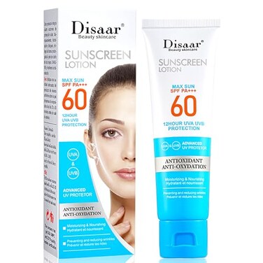 Sunscreen Lotion SPF 60 PA+++ UVA/UVB UV Protection Antioxidant Moisturizing Skin Nourishing Hydration 50ml / 1.69fl.oz