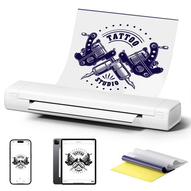 Zoolion Bluetooth Tattoo Stencil Printer, Tattoo Printer for Skin, M08F Tattoo Printer Copier with 10Pcs Transfer Paper, Thermal Printer Tattoo Support Phone&amp;Tablet&amp;PC, Stencil Machine for Tattooing