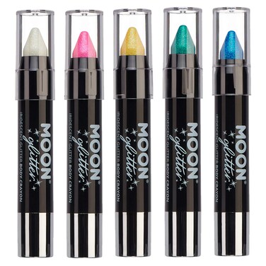 Iridescent Glitter Paint Stick/Body Crayon makeup for the Face &amp; Body by Moon Glitter - 0.12oz - Set of 5