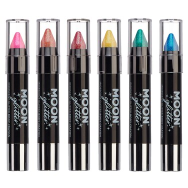 Iridescent Glitter Paint Stick/Body Crayon makeup for the Face &amp; Body by Moon Glitter - 0.12oz - Set of 6