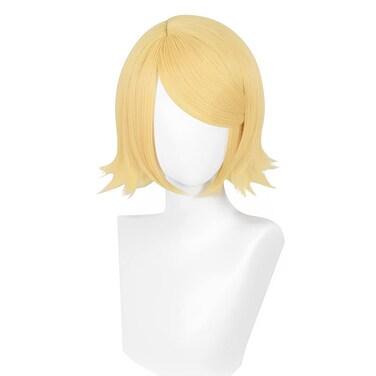 Cos Wig Gold Hair 32cm 12inch Anime custom party Wig with bangs