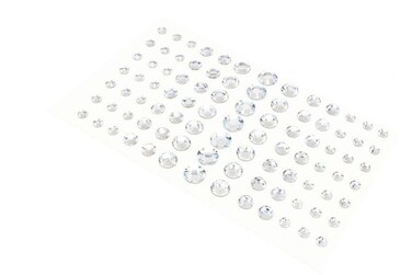 UPSTORE 91PCS 5MM/8MM/10MM/12MM Shining Self Adhesive Craft Jewels Flatback Rhinestone Crystal Gems Stickers Eyebrow Eyeshadow Body Eyes Nails Glitter Sticker for Makeup Nightclub Stage Show (Silver)