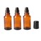 3Pcs 20ML Amber Glass Empty Refillable Roll-On Bottles with Stainless Steel Roller Ball and Black Cap Essential Oil Perfume Eye Essence Fluid Cosmetic Containers Dispense Sample Vials for Beauty