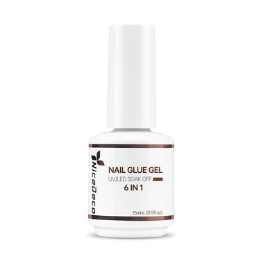 Hema Free Nail Glue Gel for Acrylic Nails 15ML, Cruelty Free, Vegan, Long-Lasting 6 in 1 Brush On Glue for False Nails Tips Led Lamp Required
