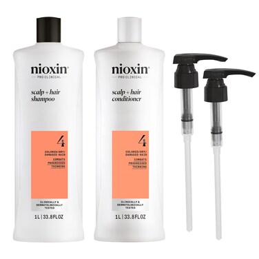Nioxin Shampoo &amp; Conditioner Liter Duo Sets   Prepacks with Pumps Included   Systems 1-4   For Natural, Colored, &amp; Damaged Hair with Light to Progressed Thinning   Strengthen &amp; Boost Hair Density