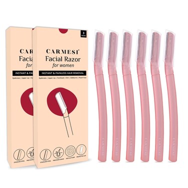 Facial Razor for Women   Painless &amp; Precision Face Hair Removal   for Peach Fuzz, Eyebrow, Chin &amp; Upper Lip   Gentle Exfoliation &amp; Smoother Skin   3 Count (Pack of 2)