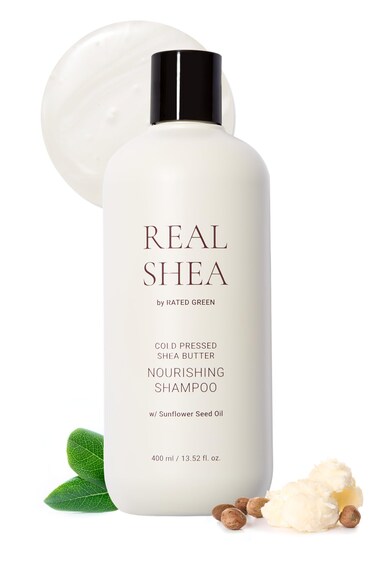 RATED GREEN REAL SHEA Nourishing Shampoo   Sunflower Oil-Infused Moisturizing Shampoo for Dry Damaged Hair   Preservative &amp; Chemical Free Shampoo   Moist-Boosting Dry Hair Shampoo 13.52 Fl Oz