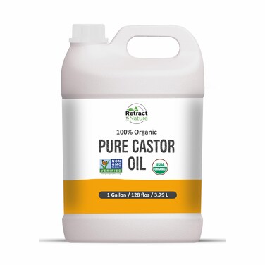 Organic Pure Castor Oil (1 Gallon) Cold Pressed, Hexane Free, Eyelash and Eybrow Growth Serum, Hair and Skin Moisturizer