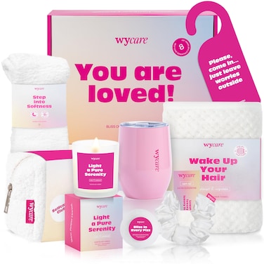 Wycare Gift Box for Women - Perfect Birthday Spa Gift Baskets for Women - Best Friend Birthday Box Care Package - Get Well Soon Self Care Set