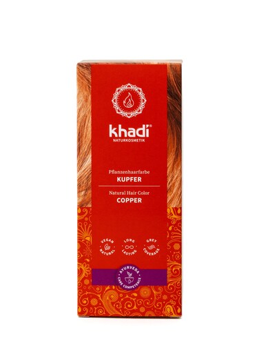 khadi Ayurvedic Natural Hair Color, 100% herbal, vegan, PPD &amp; chemical free, certified natural cosmetics for healthy hair (COPPER, 1 Pack (1 x 3.5oz))