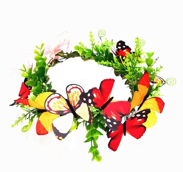 Colorful Buterflies Crown Butterfly Headband Hair Wreath Floral Garland Crown Headpiece