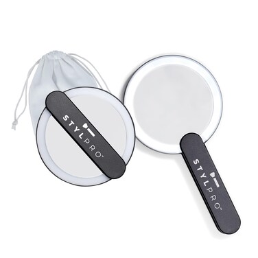 stylPro Stylideas Twirl Me Up LED Hand Held Compact Makeup Mirror - Lightweight, USB Rechargeable - Rotating Handle Perfect for Selfies - 1 pc.