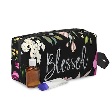 Travel Toiletry Bag,Large Makeup Bag,Portable Shaving Kit Bag, Blessed With Flower,Wash Bag for Travel, Gym, Camping