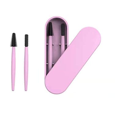 Eyebrow And Eyelash Brush Reusable With Case, Makeup Kit, Makeup Brushes Set, Reusable Cosmetic Brush Makeup Tool, Profesional Brush Makeup Comb (Purple)