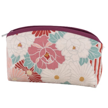 Small Makeup Bag (Retro Flower) Made in Japan/Cute Floral Makeup Bag,Japanese Design Toiletry Travel Cosmetic Pouch for Women Girls and Man (Red)