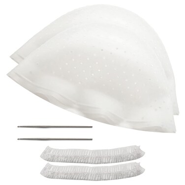 2 PCS Holes Opened Hair Dye Cap Highlight Kit with Hook Silicone Highlighting Cap Smooth Highlights at Home Lowlights Reuseable Beauty Hair Care Kits (White)