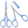 2 Pack Curved Craft Scissors Small Beauty Stainless Steel Trimming Eyebrow Scissors for Eyelash Extensions, Facial Nose Hair, 4 Inch(Blue)