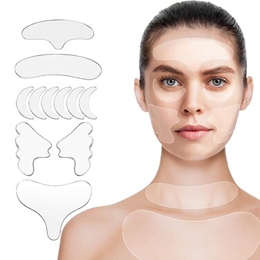 Reusable Silicone Anti Wrinkle Patches 11 Pcs, Silicone Chest, Mouth &amp; Forehead Anti Wrinkle Patch, Wrinkle Patches For Reducing Facial Wrinkles, Neck Wrinkles and Chest Wrinkles, Overnight Anti-Aging