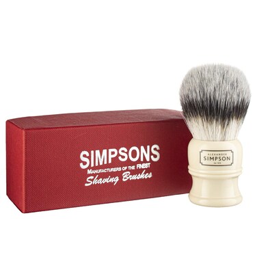 Alexander Simpsons Trafalgar 3 Shaving Brush - T3 Synthetic High Density Fibre Faux Handle Ivory - Simpson Shaving Brushes - Wet Shave Deluxe Thick &amp; Luxurious Lather Dense Extra Soft Bristles