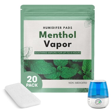 [20 Pack] Berkland Menthol Eucalyptus Humidifier Pads - Universal Vapor Pads for All Vks, Crane, Other Models - Vapopads Replacement - Natural Waterless Vaporizers Pads - Cold/Flu Symptom Relief