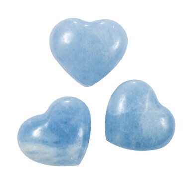 Blue Calcite   Puff Heart Worry Stone   Size 1"   1 Pc   Crystals and Healing Stones, Worry Stones for Anxiety, Reiki, Chakra, Witchcraft, Yoga, Meditation Accessories