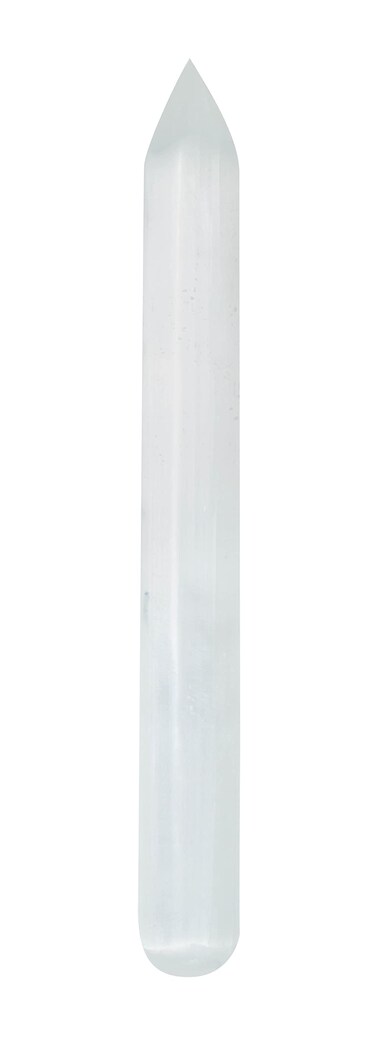 Selenite   Pointed Massage Wand   Size 5.5" x 0.5"   1 pc   Crystals and Healing stones, spiritual gifts for women, Reiki, Chakra, Witchcraft, Yoga, Meditation Accessories