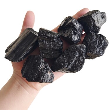 1 lb Black Tourmaline Bulk Raw Crystals and Healing Stones for Tumbling, Wire Wrapping, Wicca Reiki,Meditation