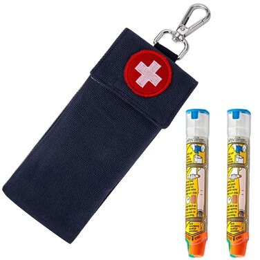 1 Pack Epi Pens Carrying Case, Epipen Carry Case Holds 2 EpiPens Allergy Medicine Essentials, Epi Pen Case Holder, Epi Pen Case for Kids, EpiPen Carrier with Clip, Epipen Holder Pouch for Diabets