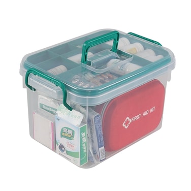 1 Pack Plastic Medicine Storage Kit, First Aid Storage Box with Handles, Clear Household First Aid Organizer