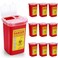 10 Pcs 1 Quart Sharps Container Sharps Disposal Containers for Home Use Small Needle Portable Flip Top Designed for Office Tattoo Parlors Barbershop Travel, 6" x 4" x 3", Red