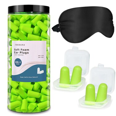 100 Pairs Sleep Noise Reduction Foam earplugs, 32dB Super Soft Noise Cancelling earplugs for Sleeping, Filming, Travel, Work, Study with Noise Cancelling earplugs, Eye mask(Green)