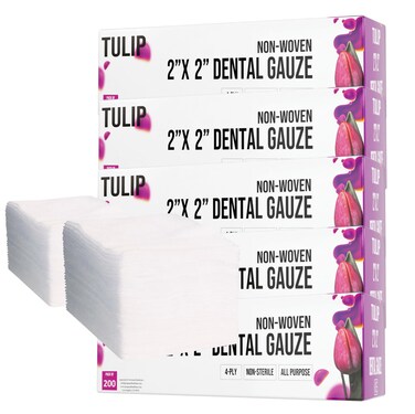 1000 Gauze Pads 2x2 4-Ply Non Woven Gauze Sponges - Non Sterile Dental Gauze &amp; Esthetic Wipes - Soft All Purpose Medical Gauze Squares for First Aid Kit, Surgical, Wound Dressing by Tulip