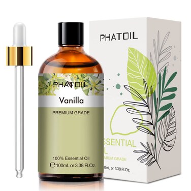 100ML Vanilla Essential Oil, Huge 3.38fl.oz Bottle Vanilla Oil, Pure Aromatherapy Essential Oils for Diffuser, Humidifier, Scented Oils for Soap, Candle Making