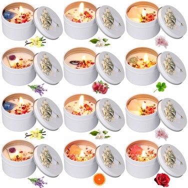 12 Pcs Bridesmaid Gift Scented Candles Soy Wax Flower Candles Sets for Women Gift Maid of Honor Wedding Bridal Shower Favors for Guests(Novel)
