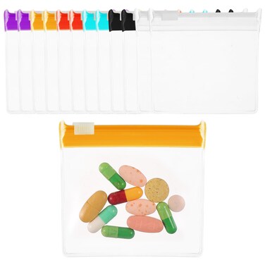 12 Pieces Zippered Pill Pouch Reusable Pill Pouch Bags Pill Bags for Travel Medicine Pouches with Slide Lock Pill Pouches Clear Plastic Portable Pill Baggies for Pills Small Items Storage