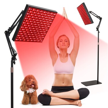 12 Squard Red Light Therapy for Face and Body, Adjustable Height Stand, 660nm Red Light Therapy &amp; 850nm Infrared Light Therapy Device, Skin