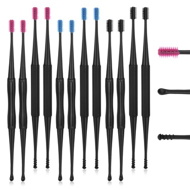 12PCS Q-Grips Ear Wax Removal-Spiral Ear Wax Removal Tool, Reusable Earwax Removal Kit Safe Ear Cleaner, Soft Silicone Double Sided Head Ear Wax Removal Kits for Olders Adult Kids