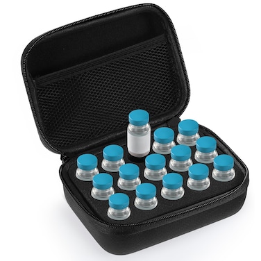 15 Slots Insulin Peptide Fridge Carrying Case Vial Holder Storage Protector Bag Fits Standard 10ml Vials, Insulin Cooler Travel Case Organizer Peptide Diabetes Protector, Black