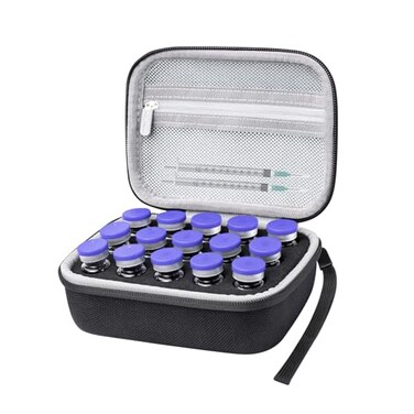 15 Slots Insulin Vial Protector Case, Insulin Vial Organizer Bag for Diabetics Standard 10ml U-100 Vials, Insulin Carrying Case Fridge Holder Storage Holder, No Ice Pack