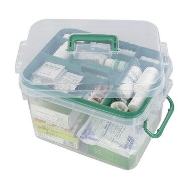 1-Pack Clear Storage Box Container, Family First Aid Box Medicine Box Organizer