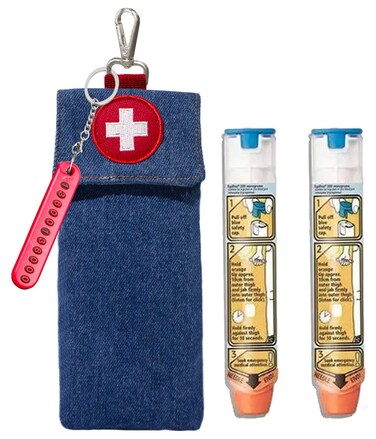 1-Piece Epipen Carrying Case, Epi Pen Carrying Case EpiPen Carrier, EpiPen Carrier Slim with Clip Epipen Holder Bag for 2 EpiPen Allergy Medical Essentials (Blue)