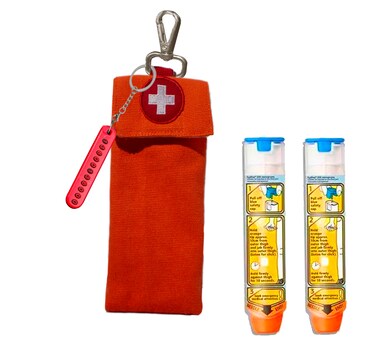 1-Piece Epipen Carrying Case, Epi Pen Carrying Case EpiPen Carrier, EpiPen Carrier Slim with Clip Epipen Holder Bag for 2 EpiPen Allergy Medical Essentials (Orange)