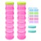 2 Pack 7 Day Pill Organizer Case Stackable Weekly Supplements Vitamins Pills Holder Dispenser Large Translucent Pink with Extra Lid